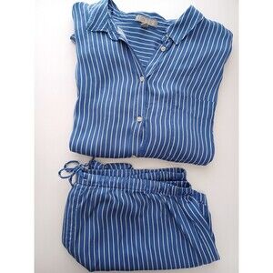 J. Crew Satin Pajamas XXL Shorts Shirt Preppy Classic Lounge Nautical Coastal